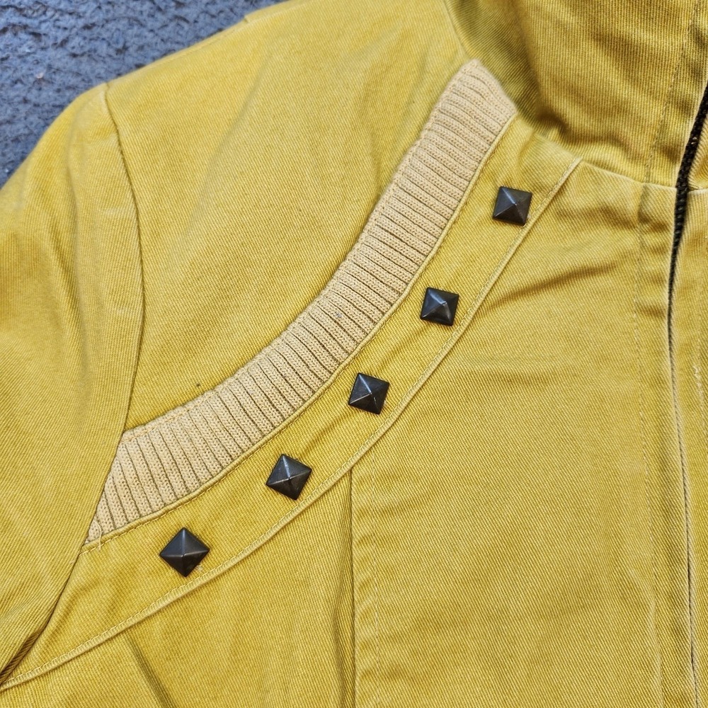 X-Meeting Paris Jacket Womens Medium Yellow Studded Zip Up Retro Style Pockets - Picture 2 of 11